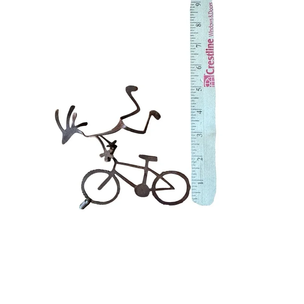 Vintage Metal Bicycle Silhouette Folk Art Shelf Wall Decor Salvage READ